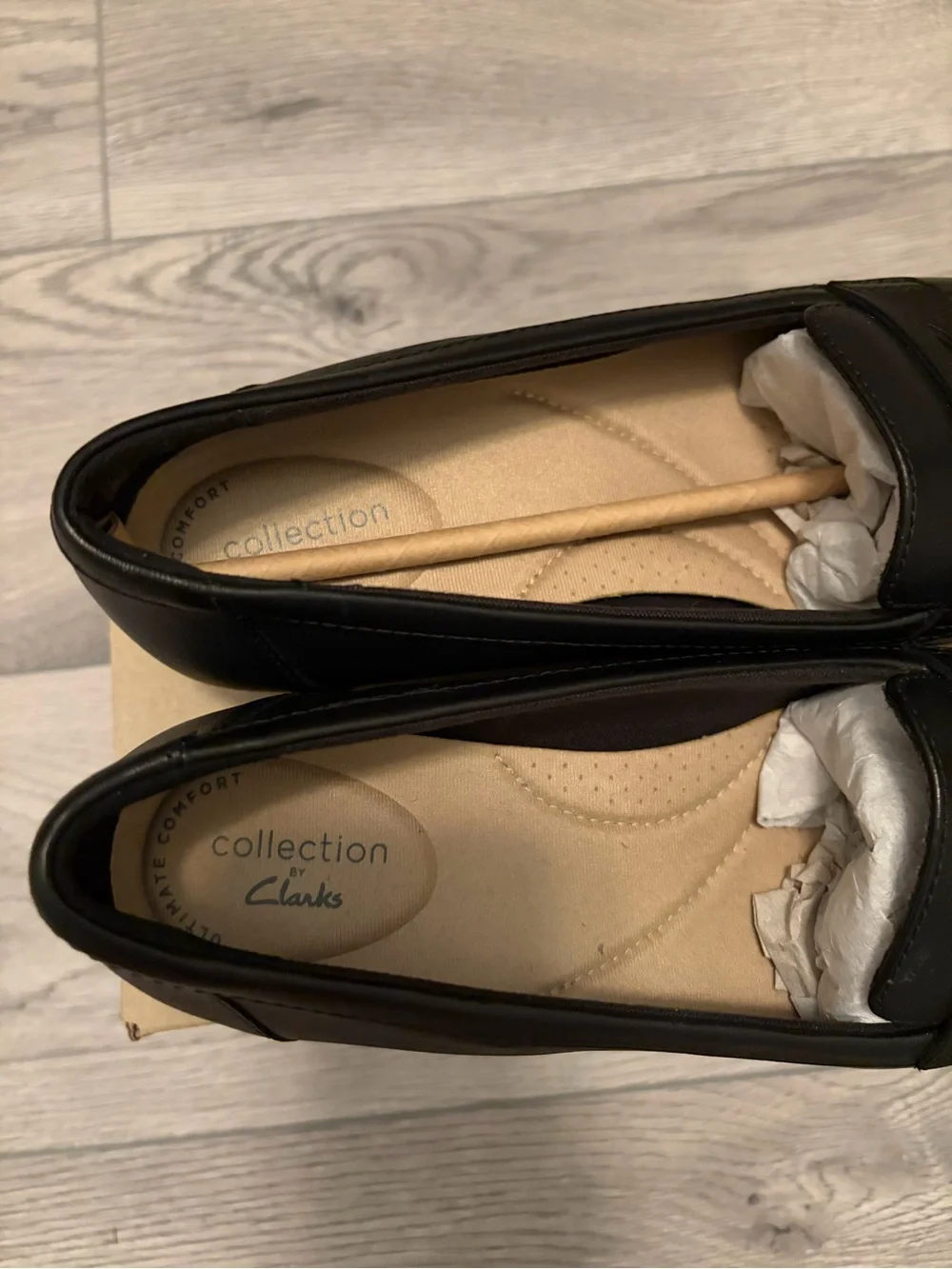 Clarks Black Leather Penny Loafers